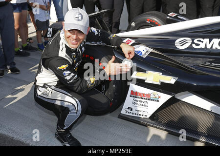 Indianapolis, Indiana, USA. 20th May, 2018. ED CARPENTER (20) of the United States celebrates after winning the pole for the Indianapolis 500 at the Indianapolis Motor Speedway in Indianapolis, Indiana. Credit: Chris Owens Asp Inc/ASP/ZUMA Wire/Alamy Live News Stock Photo