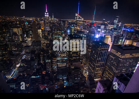 new York, US - March 30, 2018: View of New York lights and skyline at night Stock Photo
