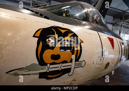 Hawker Sea Hawk on display at National Museum of Flight at East Fortune Airfield in East Lothian, Scotland, United Kingdom Stock Photo