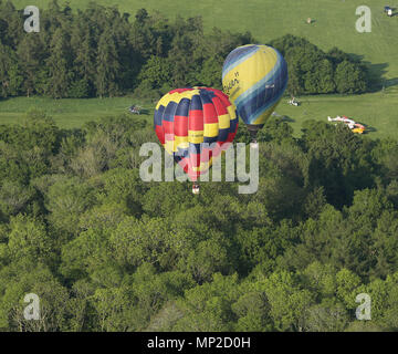The Friday evening balloon launch from Ragley Hall leading up to the weekend's two day airshow. Stock Photo