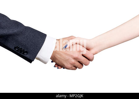 Businessman with woman shaking hands. Stock Photo