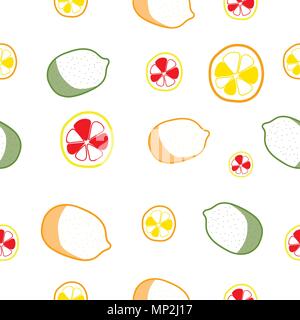 Hand draw colorful lemon seamless pattern background. Stock Vector