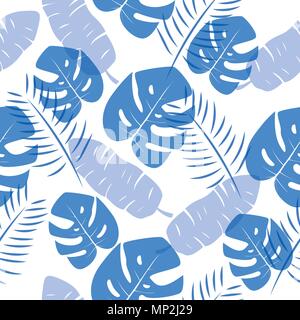Tropical leafs seamless pattern for textile design. Stock Vector