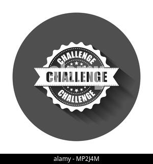 Challenge grunge rubber stamp. Vector illustration with long shadow. Business concept challenge stamp pictogram. Stock Vector