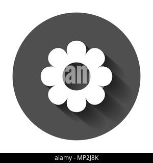 Chamomile flower vector icon in flat style. Daisy illustration with long shadow. Camomile sign concept. Stock Vector