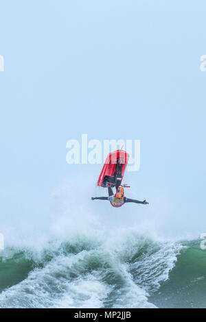 The Freeride World Jetski Championship at Fistral Beach in Newquay, Cornwall. Stock Photo