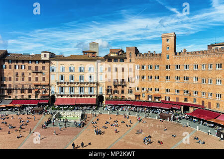 Siena, Italy - October 19, 2016: People at Piazza del Campo Square in Siena, Tuscany, Italy Stock Photo