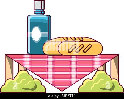 picnic design with breads and water bottle over white background, vector illustration Stock Vector