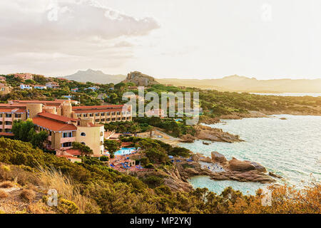 Baja Sardinia Beach, Costa Smeralda in the evening, Sardinia of Italy Stock Photo