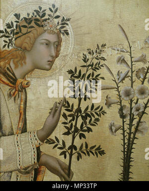 The Annunciation and Two Saints detail   1333.   1122 Simone Martini - Annonciation Stock Photo