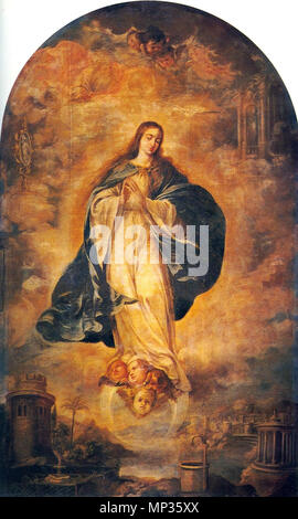 Inmaculada Concepción .  Español: La obra representa la Inmaculada Concepción de la Virgen María, madre de Jesucristo. . between 1659 and 1660.   1218 Valdes leal-inmaculada-quinta angustia Stock Photo