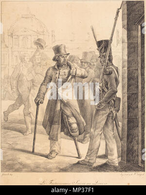 Théodore Gericault (French, 1791 - 1824 ), The Swiss Sentry at the Louvre (Le factionnaire Suisse au Louvre), 1818, lithograph, Rosenwald Collection R-20100827-0059.jpg 1191 Théodore Géricault - Swiss Guard and Wounded Veteran - WGA08644 Stock Photo