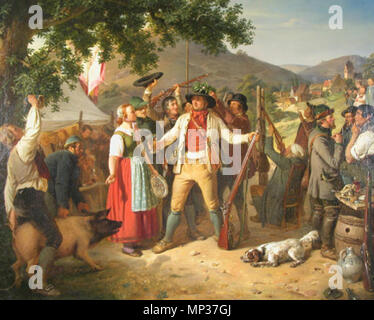1026 Preisschießen um ein fettes Schwein Peter Schwingen 1844 Stock Photo