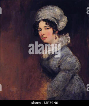 English: Portrait of Sarah Spencer (1787–1870), wife of William, 3rd Baron Lyttelton. .  English: An oil-on-panel portrait of Sarah Lyttelton, Baroness Lyttelton (née Spencer) (1787–1870), a British courtier, governess to Edward VII of the United Kingdom and wife of William Lyttelton, 3rd Baron Lyttelton. She was the eldest daughter of the Whig politician Sir George Spencer, 2nd Earl Spencer. The painting is believed to be a study for a group portrait of Sarah Spencer, Lady Lyttelton and William Lyttelton presently at Althorp, the seat of the Spencer family. . 19th century..   1096 Sarah Spenc Stock Photo