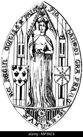 . English: Seal of Joan II, Countess of Burgundy (15 January 1292 – 21 January 1330). The legend around the edge reads clockwise as follows: 'S. Iohan[na]e, D[e]i Gra[tia] Francie et Navar[r]e Regin[a], Co[m]itissa [Burgundie] Palat[ina]' ('Seal of Joan, by the grace of God, Queen of France and Navarre, Countess Palatine of Burgundy'). 13th century or 14th century. Unknown. 1107 Seal of Joan II, Countess of Burgundy Stock Photo