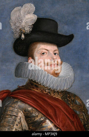 Equestrian Portrait of Philip III .  Español: Retrato ecuestre del rey Felipe III de España (1578-1621), que fue hijo del rey Felipe II de España y de la reina Ana de Austria. . circa 1635.   1227 Velazquez-felipeIII (cropped) Stock Photo
