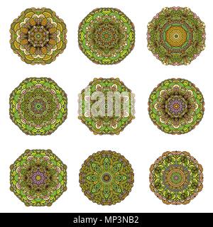 Mandalas collection. Round ornament pattern. Vintage decorative elements. Hand drawn background. Stock Vector