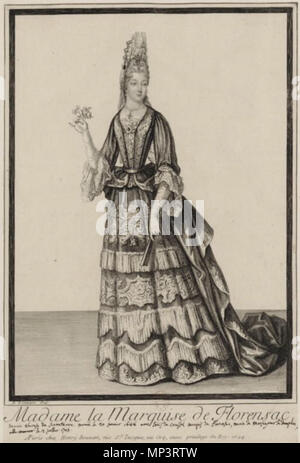 .  Français : Marie Louise Thérèse de Senneterre de Châteauneuf, épouse de Louis de Crussol d'Uzès, marquis de Florensac . 1694.   839 Madame la Marquise de Florensac Stock Photo