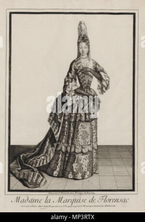 . Français : Marie Louise Thérèse de Senneterre de Châteauneuf, épouse de Louis de Crussol d'Uzès, marquis de Florensac . 1694.   Antoine Trouvain  (1652–1708)    Description French engraver  Date of birth/death 1656 18 March 1708  Location of birth/death Paris  Work location Paris  Authority control  : Q18511832 VIAF: 2575019 ISNI: 0000 0001 2118 0299 ULAN: 500023852 LCCN: n97864021 GND: 124305539 WorldCat 864 Marquise de Florensac Stock Photo