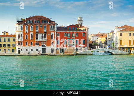 Zattere promenade and bridge seen from  Canale della Giudecca, Venice Stock Photo