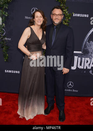 Colin Trevorrow and wife at the Jurassic World Premiere at the ...