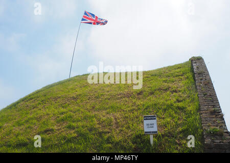 Union Jack flag on hill Stock Photo