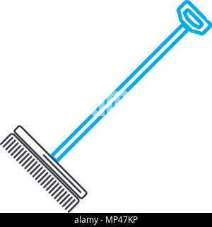 Rake linear icon concept. Rake line vector sign, symbol, illustration. Stock Vector
