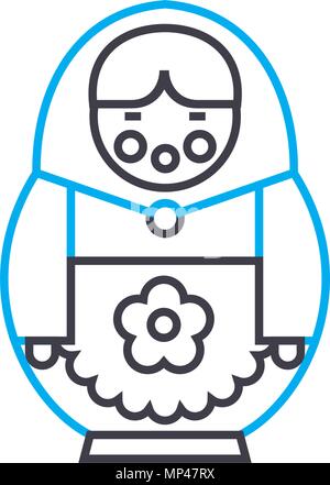 Russian doll linear icon concept. Russian doll line vector sign, symbol, illustration. Stock Vector