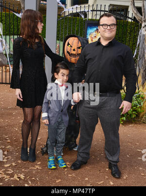 Jack Black, wife Tanya Hayden, son Samuel and Thomas 105 at the Premiere of  Goosebumps at the Westwood Village Theatre in Los Angeles. October 4, 2015.Jack  Black, wife and sons 106 