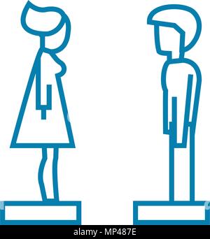 Sorting out relations linear icon concept. Sorting out relations line vector sign, symbol, illustration. Stock Vector