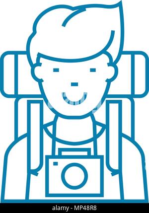 Traveler linear icon concept. Traveler line vector sign, symbol, illustration. Stock Vector