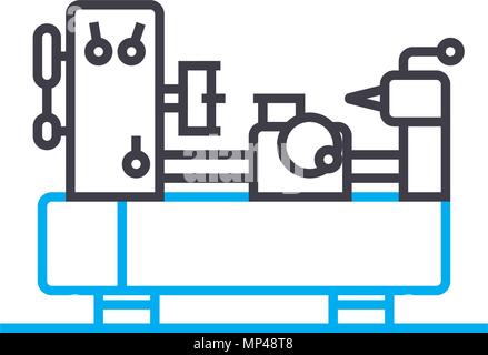 Turning work linear icon concept. Turning work line vector sign, symbol, illustration. Stock Vector