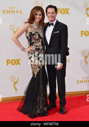 Kyle MacLachlan, Desiree Gruber 167 at The 67th Emmy Awards 2015 at the Microsoft Theatre in Los Angeles. September 20, 2015.Kyle MacLachlan, Desiree Gruber 167 ------------- Red Carpet Event, Vertical, USA, Film Industry, Celebrities,  Photography, Bestof, Arts Culture and Entertainment, Topix Celebrities fashion /  Vertical, Best of, Event in Hollywood Life - California,  Red Carpet and backstage, USA, Film Industry, Celebrities,  movie celebrities, TV celebrities, Music celebrities, Photography, Bestof, Arts Culture and Entertainment,  Topix, vertical,  family from from the year , 2015, inq Stock Photo