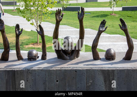 Rise Up by Hank Willis Thomas, 2016, The National Memorial for Peace and Justice or National Lynching Memorial, Montgomery, Alabama, USA Stock Photo