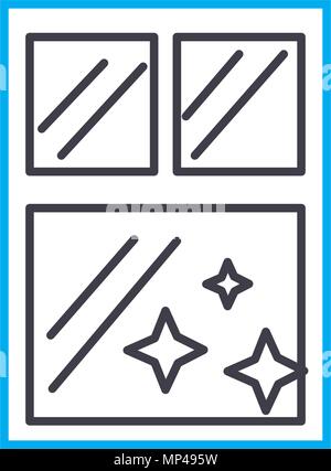 Window cleaning linear icon concept. Window cleaning line vector sign, symbol, illustration. Stock Vector