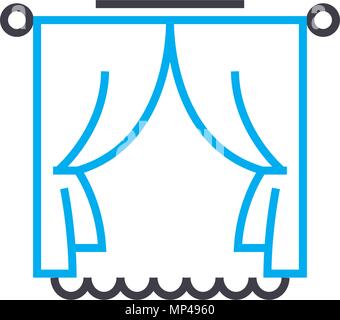Window curtains linear icon concept. Window curtains line vector sign, symbol, illustration. Stock Vector