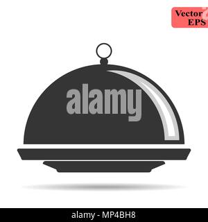 Food cover icon - Restaurant Steel Serving Tray- stock vector illustration design Stock Vector