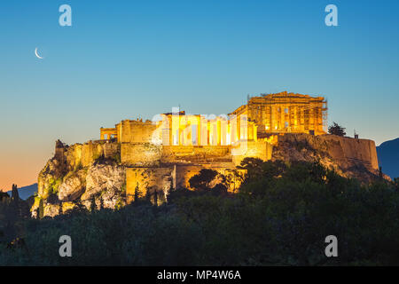 Sunrise over Parthenon, Acropolis of Athens, Greece Stock Photo