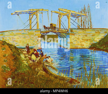 The bridge of Langlois at Arles with laundresses *oil on canvas  *54 x 65 cm  *March 1888  * The bridge of Langlois at Arles with laundresses, by Vincent van Gogh 1223 Vincent Willem van Gogh - Pont de Langlois - Kröller-Müller Stock Photo