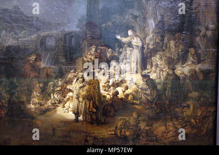 The preaching of St. John the Baptist detail .  English: Paintings by Rembrandt in the Gemäldegalerie, Berlin . between circa 1634 and circa 1635.   1052 Rembrandt, predica dle battista, 1634-35 ca. 02 Stock Photo