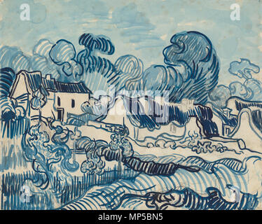 Landscape with Houses   circa 23 May 1890.   1237 Vincent van Gogh - Landscape with Houses - F1640r JH1986 Stock Photo