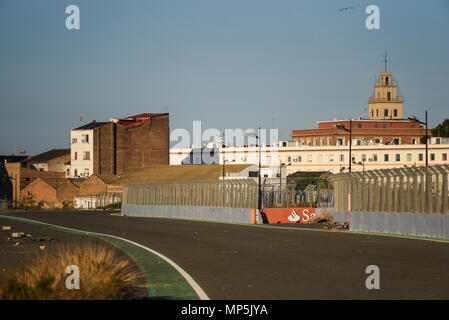 Abandoned state in which the old Formula 1 urban circuit is located in Valencia (Spain) Photo:Eduardo Manzana Stock Photo