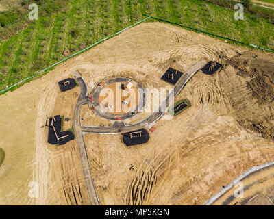 Aerial views of Redrow Homes development, The Parsonage, located in Marden, Kent, UK Stock Photo