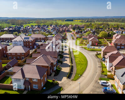 Aerial views of Redrow Homes development, The Parsonage, located in Marden, Kent, UK Stock Photo