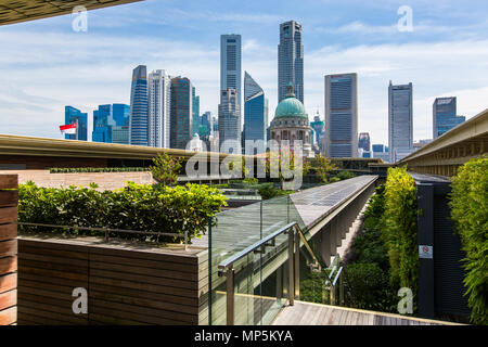 View of Singapore modern skyscrapers blend with the roof top of National Gallery Singapore. Stock Photo