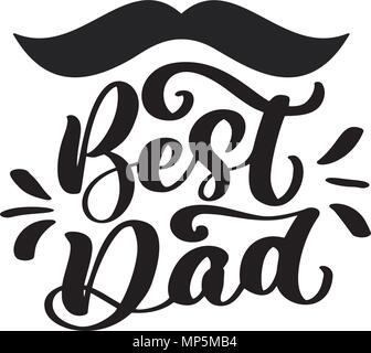 Isolated Happy fathers day quotes on the white background. Best dad in the world. Congratulation label, badge vector. Mustache, stars elements for your design Stock Vector