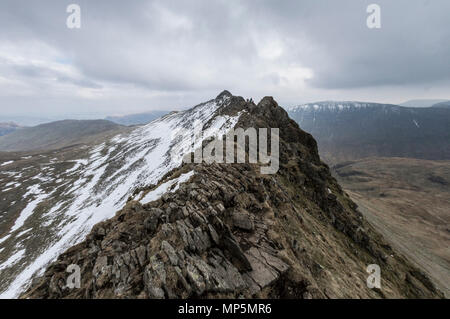 Striding Edge leading up to Helvellyn, Cumbria, UK. Stock Photo