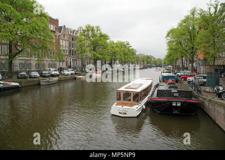 Amsterdam, Holland, April 2018, A view of the city's canal network Stock Photo