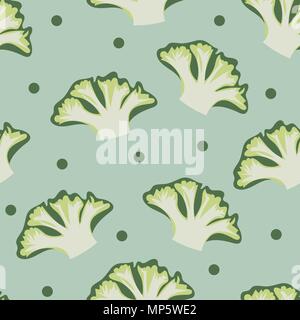 Seamless vegetables set of broccoli on geen background. Vector illustration Stock Vector