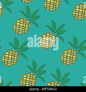 Tropical Pineapples Background - Seamless Pattern - in vector Stock Vector